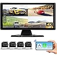 Hodozzy Telecamera Posteriore 2 Telecamere 7 Pollici IPS Monitor AHD Fotocamera Impermeabile, Visione Notturna Anteriore Telecamera Retromarcia Auto Cablata, (9-36 Volt) Kit Telecamera Backup