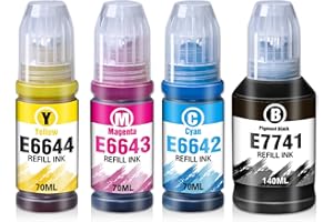 Kingway 774 664 Ink Bottles for Epson EcoTank T7741 T6642 T6643 T6644 Ink Bottle 140ml 70ml for Epson EcoTank L355 L555 ET-2500 ET-2550 ET-2600 ET-2650 ET-3600 ET-4500 ET-4550 ET-14000 ET-16500 4 Pack