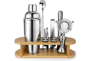 CADOBEE Cocktail Shaker Set mit Ständer, 12-teiliges Premium Cocktail Set mit allen wichtigen Barwerkzeugen, Geschenke für Frauen Männer Cocktail Liebhaber, Professionelles Bar Set Cocktail Zubehör