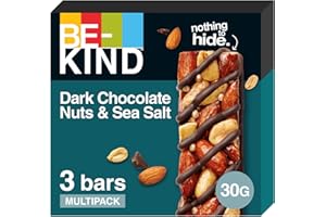 ‎BE-KIND BE-KIND Riegel, glutenfreie Snack-Riegel, Dark Chocolate Nuts & Sea Salt, hoher Ballaststoffgehalt, ohne künstliche Farb-, Aroma- oder Konservierungsstoffe, 3 x 30 g