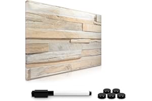 Navaris Tableau magnétique - 40x60 cm - Panneau mémo Cuisine Bureau - 1x Feutre effaçable et 5X Aimant Inclus - Design Mur en Pierre