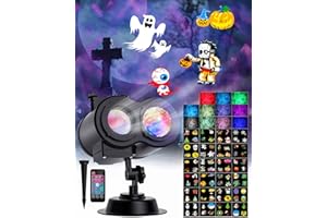ARKCAMP Halloween Projector Outdoor 24 Rotating Patterns IP44 LED Christmas Projector Lights for Outdoor Ideal for Halloween Christmas New Year Festival Parties Featuring Ghosts Snowflakes Projector
