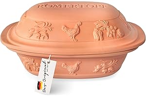 ROMERTOPF Römertopf Rustico Cocotte Non émaillée en Argile Naturelle 3 l env. 33,5 x 25 x 18 cm Cuisson sans Graisse pour jusqu'à 4 Personnes Passe au Four et au Micro-Ondes Passe au Lave-Vaisselle Römertopf