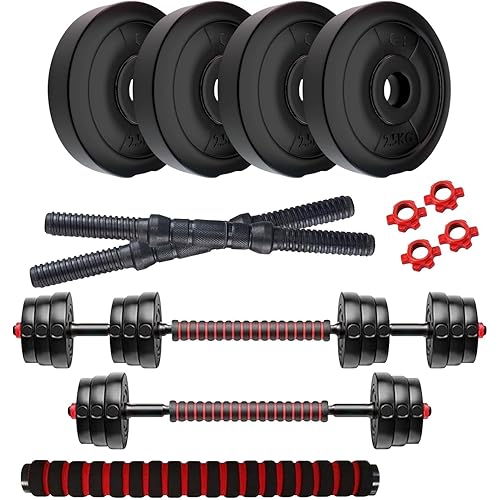 Amazon Brand - Symactive PVC 3-in-1 Convertible Dumbbells Set