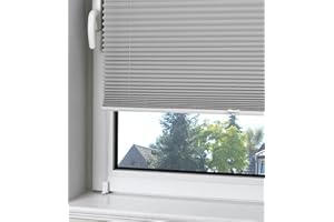 OUBO Plissee Klemmfix ohne Bohren Aluminium-Schienen, Grau 55 x 120cm(BxH), lichtdurchlässig & Blickdicht, Jalousie Faltrollo Innen für Fenster & Tür