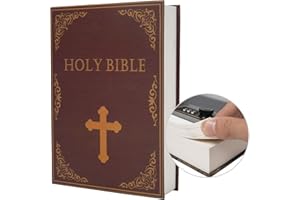 PACOLO Echtes Papiertransferbuch sicher für Schmuck, Geld und Bargeld, hohl mit verstecktem Fach, Schlüssel und Zahlenschloss (Passwortsperre, Bibel)