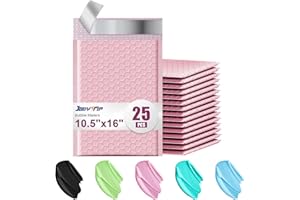 JOLLYTRIP Bubble Mailers, 10.5x16 Inch 25 Pack #5 Padded Envelopes Self Seal Adhesive Waterproof, Large Shipping Envelopes, Poly Bubble Padded Mailers (Pink)