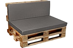 Garden Factory Cojines para palets, Cojín de palé, Cojines para Sofas de palets Asiento, Respaldo o Juego V2 (Set (Asiento 120x60+Respaldo 120x60, Gris))
