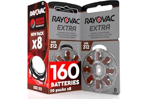160 Hörapparatsbatterier PR41 Bruna (Storlek 312) Kompatibla med Rayovac - 20-pack med 8 batterier