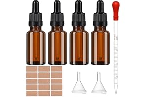 Haveneit 4 Stück Pipettenflasche, Glasflasche Pipette, 10 ml Braunglasflasche,Apothekerflaschen mit Tropfenpipette,für ätherische Öle, Parfümöle, Flüssigfarbstoffen Aromatherapie Mischungen