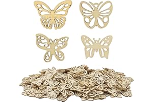 Zfseyuh 200 Piezas Adornos de Madera Pequeñas Mariposas de Madera Manualidades 4 Formas de Mariposas Adorno Madera Mesa para Decoración de Bodas Bautizos Aniversarios