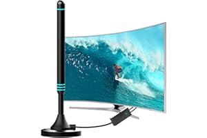 BIGEFEIXU Antenna TV Interna, Antenna TV Amplificata Potente Digitale 360° con Amplificatore Segnale per 4K 1080p VHF UHF per Home Smart TV/Radio, TV Antenna Cavo Coassiale 5m(Blue)