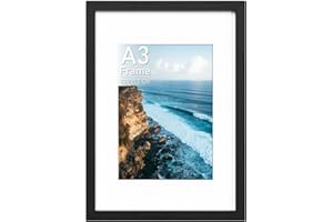 Histarzeda Wooden A3 Picture Frame 29.7 x 42 cm (Without Nail), Black A3 Frame with Perspex Glass, A3 Frames for Family Photos Wall Display Horizontally or Vertically in Home, Office (Black)