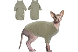 DENTRUN Sphynx Hairless Cats Shirt Pullover Kitten Tshirts mit Ärmeln Atmungsaktive Katzenkleidung Rollkragenpullover Entzückende haarlose Katze Kleidung Weste Pyjama Jumpsuit für alle Jahreszeiten
