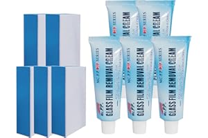 NNBWLMAEE Car Glass Oil Film Cleaner, Glass Film Removal Cream, Car Windshield Oil Film Cleaner, Glass Stripper Water Spot Remover, Glass Oil Film Remover with Sponge (5Set)