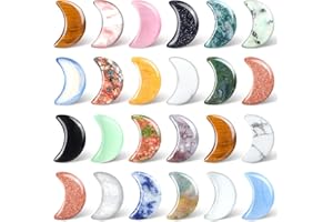 Nuenen 24 Stück Mondstein Edelsteine in Halbmond Form 0,7 Zoll Mehrfarbige Mond Kristalle Geschnitzt Stein für Hexerei Schmuckherstellung Meditation Ausgleich Anhänger Deko