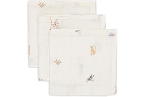 Jollein Chusteczki do ślinienia niemowląt - Jungle Jambo - 3 sztuki w opakowaniu - 31 x 31 cm - 100% bawełna - ręczniki muślinowe dla niemowląt - certyfikat Öko-Tex