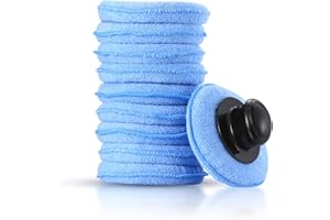 HAOCHEN 10 Szt. Mikrofibrowe Pady Aplikatorskie do Wosku Samochodowego, Gąbki do Czyszczenia Samochodu, Pady Polerskie, Gąbki do Polerowania Ręcznego Auta, z Uchwytem