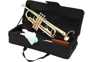 N\B LeSage Trompete Standard Bb Messing Instrumente Student Trompete mit Etui Gold Professionelle Trompete für Anfänger mit 7C Mundstück Handschuh