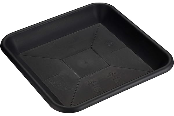 greemotion Soucoupe carrée pour pot de fleur 34 x 34 cm - Dessous de pot de fleur en plastique gris anthracite - Plateau pour jardinière résistant aux UV et au gel
