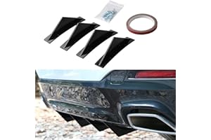 TEFOLA 4Pcs ABS Curved Spoiler, Black Shark Fin Universal Car Rear Bumper Diffuser for Protection