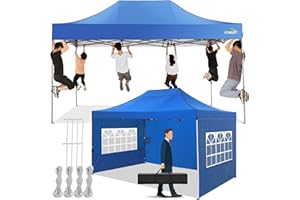 COBIZI Pop Up Gazebo with Sides 3m x 4.5m,Heavy Duty Gazebo with 3 Sidewall,UPF 50+ Waterproof Windproof Party Event Shelter Marquee,Outdoor Garden Gazebo Tent with Carry Bag (3x4.5m,Blue)