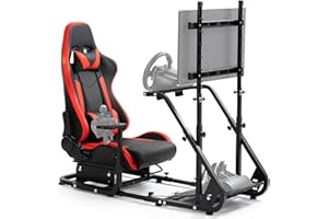 Dardoo Racing Simulator Cockpit with Seat & Monitor Stand Fits for Logitech G923 G29 G920, Thrustmaster,Steering Wheel Frame Compatible with Playstation 4, Without Wheel, Pedal, Shift and Monitor