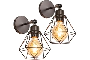 TOKIUS Lot de 2 Appliques Murales Interieur Vintages Industrielles Plafonniers Luminaires E27 en Métal Lampe Murale Industrielles Rétro Réglable 180° éclairage Mural Cuisine Salon (2pcs)