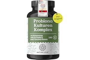 ‎NATURE LOVE Nature Love Probiona Kulturen Komplex – abgestimmte Bakterienstämme – 300 Mrd. KBE/g – 180 Kapseln, magensaftresistent, vegan – mit Lactobacillus & Bifidobakterien, 20 Mrd. KBE/Tag, 3 Monate