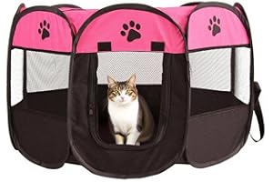 EUBSWA Recinzione per cucciolo XXL con porta – Box robusta in metallo – Cane pieghevole 74 x 74 x 43 cm – Recinzione per cani di piccola taglia per casa all'aperto