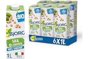 BJORG Bevanda di Soia Naturale 0% Zuccheri, Vegetale Biologica, Senza Glutine, Gusto Delicato, 6x1L
