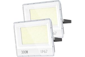 YIQIBRO 300W Outside Security Light 2 Pack - 30000LM Outdoor Lights Mains Powered IP67 Waterproof, 7000K LED Floodlight for Garden/Yard/Patio