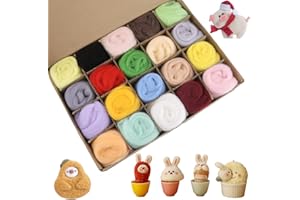DNGH Filzwolle Trockenfilzen Märchenwolle zum Filzen 20 Farben je 10 Gramm kammzug Filzwolle zum Nassfilzen und Trockenfilzen Natürliche Schafwolle zum Filzen DIY Starter