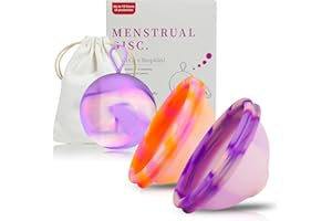 Yeerain 2 Pièces Disque Menstruel, Coupe Menstruelle Réutilisable en Silicone Médical 100% pour les Femmes Sportives Actifs, Natation et Intimité de Alternative aux Tampons Souples & OB (M+L)