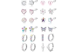 TINGN Hypoallergenic Stud Hoop Earrings For Girls Women Surgical Stainless Steel Screw Back Earrings Set For Sensitive Ears Cute Heart Tiny Earrings Christmas Gifts Stocking Stuffers for Teen Girls