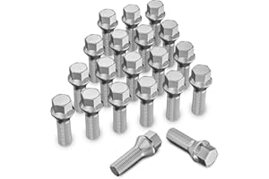 20 Stück MIKKUPPA Radschrauben Radbolzen M12x1,5 - Schaftlänge: 26mm,Kegelbund 60°, Schlüsselweite :17mm (Chrome Silber)