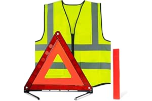 ZTBFHLZQ Plegable Triangulos Coche Homologados Kit, Triángulo De Emergencia De Coche, Chaleco Reflectante, Kit De Coche Triangular con Maleta de Almacenamiento, para Automóvil Emergencias y Averías