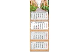 Timr Calendrier mural 4 mois 2025 Majorque I 33 x 90 cm I Multilingue D/GB/F/ES avec curseur I Calendrier multifeuilles Motif vacances Baléares Espagne I tr249