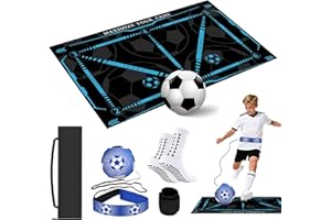 Homgaty Football Training Mat Set - Football Skills Mat 90 X 60 cm with Rebound Kick Trainer, Socks & Wristband, Footwork Ball Practice Kit for Youth & Beginners, Soccer Training Equipment & Gifts