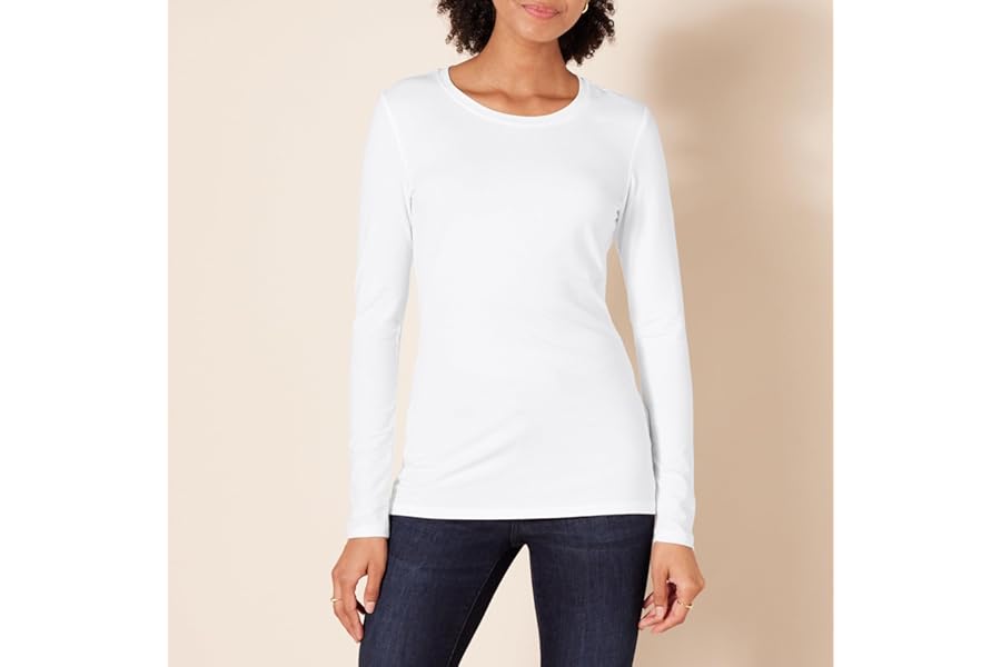 Amazon Essentials Women's Regular-Fit Long-Sleeve Crewneck T-Shirt (Available in Plus Size)