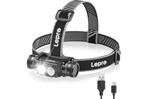 Lepro Akumulator 1000 lumenów – wydajna, odłączana lampa czołowa z baterią 2200 mAh, super jasna wiązka latarki 1,5 m, wodoodporny reflektor LED IP65, na kemping, wędrówki, polowanie, sprzęt wędkarski