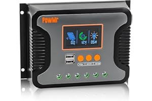 PowMr PWM 80A Solar Charge Controller 12V/24V/36V/48V Car Intelligent Solar Panel Controller with Dual USB Port and Adjustable LCD Display for AGM, Gel, Flooded and Lithium Battery