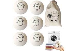 Povanjer séchage, Lot 6 balles en Tissu Laine Biologique réutilisables pour sèche-Linge, Fournitures lessive Confortables pour réduire Les Plis, Antistatique, raccourcir Le Temps