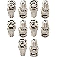 3AN Telecom F-Type to BNC Coax BNC Male to F Female Coaxial Cable Connector BNC Plug to F Jack RG6 Coax Connector for CCTV Camera Satellite Scanner RG6/RG59/RG58/SDI/HD SDI (Pack of 10)(Gold)