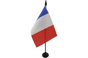 AZ FLAG - Drapeau De Table France - 15x10 cm - Mini Drapeau Français De Bureau 100% Polyester Avec Hampe De 25cm Et Socle En Plastique Noir