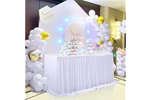 HBBMAGIC DIY Tüll Tischrock Weiß, 183cm×76cm Party Dekoration Tüll Tischröcke für Hochzeit Geburtstag Taufe Babyparty Bankett