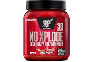BSN Nutrition N.O.-Xplode Suplemento Alimenticio en Polvo para Preentrenamiento, Aminoácidos, Vitamina C y Zinc, Sabor Fiebre Roja, 30 Porciones, 390 g