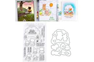 LOTTOYDAY Lottoy Rabbits Bears Matrices de découp et Joint en Silicone Joint de Motif Transparent Timbre en Silicone pour Le Bricolage Scrapbooking Photo Album Décorat