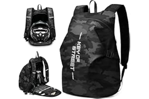 WEPLAN Zaino per Casco Uomo Donna Zaino Moto Zaino da Moto con Portacasco Zaino da Moto Impermeabile Cinturino per Casco da Moto Borsa Porta Casco Moto,Nero L