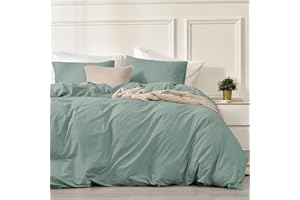 LUOFANFEI Juego de Funda Nordica Cama 135/150 Verde Salvia 100% Algodón Transpirable Suave Moderno Juego de Funda de Edredón 240x220 y Fundas Almohada (50x75cm)